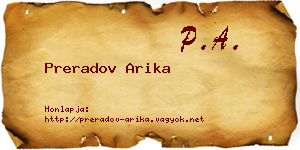 Preradov Arika névjegykártya